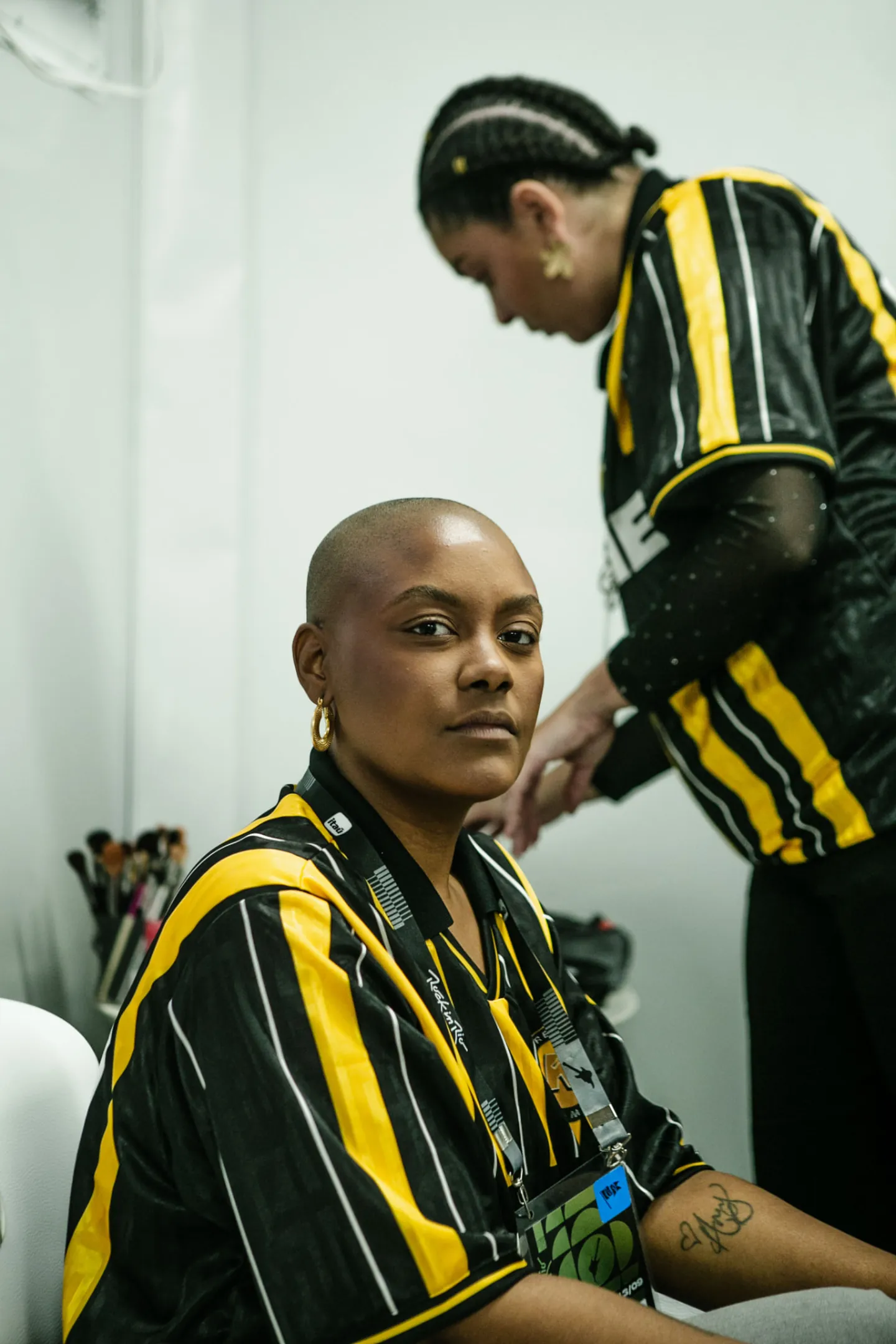 Kynnie e equipe nos bastidores do Rock in Rio